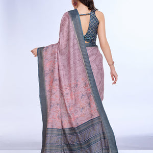 Lavender Poly Silk Daily Wear Saree With Blouse Piece