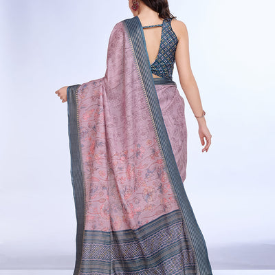 Lavender Poly Silk Daily Wear Saree With Blouse Piece