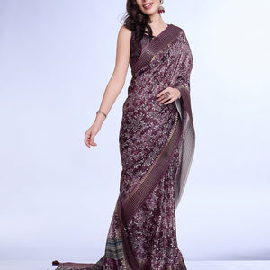 Purple Poly Silk Daily Wear Saree With Blouse Piece
