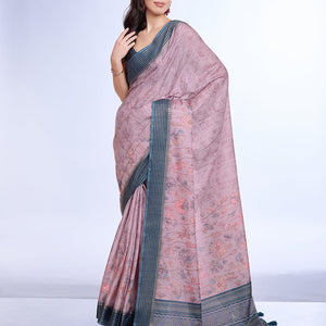 Lavender Poly Silk Daily Wear Saree With Blouse Piece