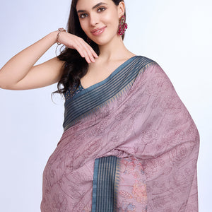 Lavender Poly Silk Daily Wear Saree With Blouse Piece