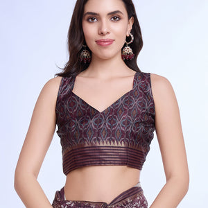 Purple Poly Silk Daily Wear Saree With Blouse Piece