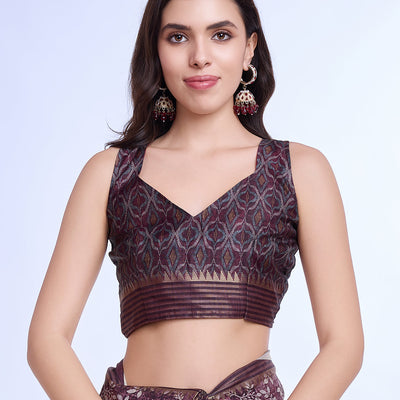 Purple Poly Silk Daily Wear Saree With Blouse Piece
