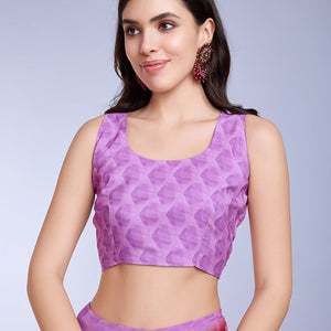 Lavender Poly Chiffon Festival Saree With Blouse Piece