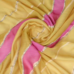 Yellow Poly Chiffon Festival Saree With Blouse Piece