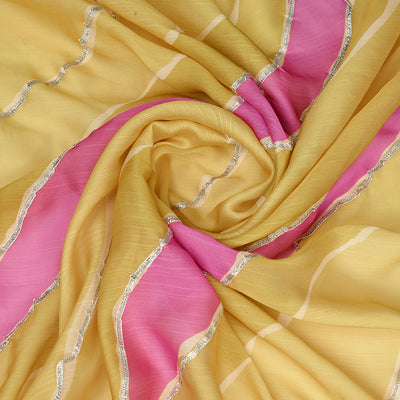 Yellow Poly Chiffon Festival Saree With Blouse Piece