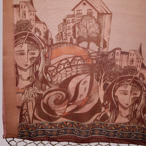 Peach Poly Silk Festival Saree With Blouse Piece