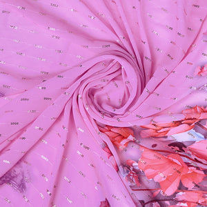 Lavender Poly Chiffon Festival Saree With Blouse Piece