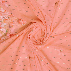 Peach Poly Chiffon Festival Saree With Blouse Piece