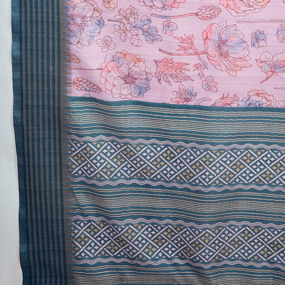 Mauve Poly Silk Festival Saree With Blouse Piece