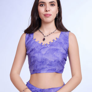 Purple Poly Chiffon Festival Saree With Blouse Piece
