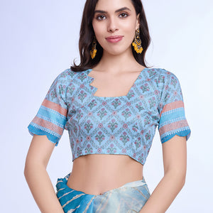 Multi Colour Poly Chiffon Festival Saree With Blouse Piece