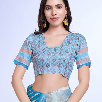 Multi Colour Poly Chiffon Festival Saree With Blouse Piece