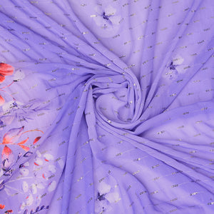 Purple Poly Chiffon Festival Saree With Blouse Piece