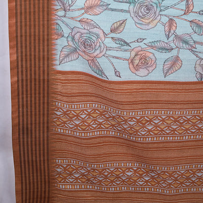 Blue Poly Silk Festival Saree With Blouse Piece