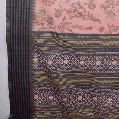 Pink Poly Silk Daily Wear Saree With Blouse Piece