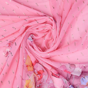 Pink Poly Chiffon Festival Saree With Blouse Piece