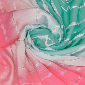 Green Poly Chiffon Festival Saree With Blouse Piece
