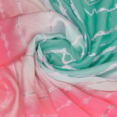 Green Poly Chiffon Festival Saree With Blouse Piece