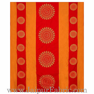 Taffeta Silk  Double Bedsheet With Heavy Embroidery Work Yellow And Red Color