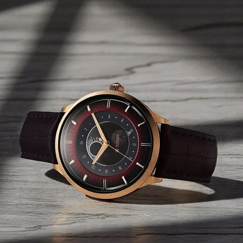 Titan Caleum Sun Moon Phase in Scarlet Red - Stellar Edition 43mm 10028KL01