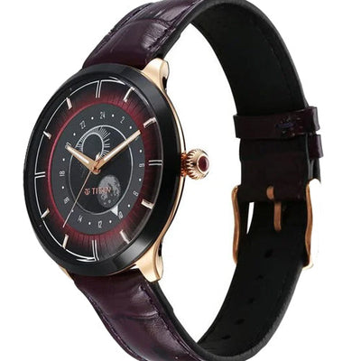 Titan Caleum Sun Moon Phase in Scarlet Red - Stellar Edition 43mm 10028KL01