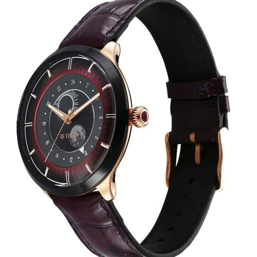 Titan Caleum Sun Moon Phase in Scarlet Red - Stellar Edition 43mm 10028KL01
