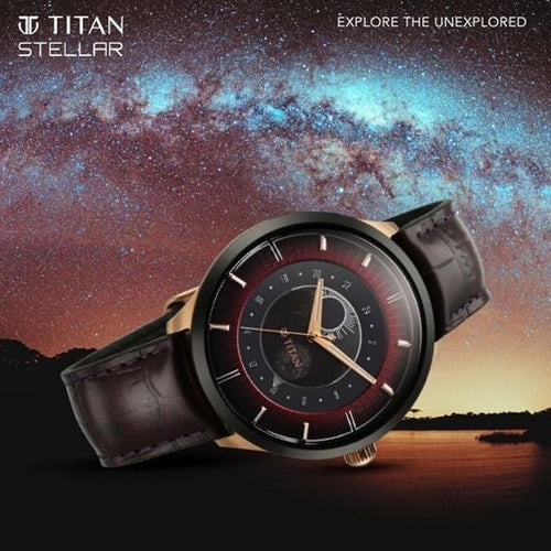 Titan Caleum Sun Moon Phase in Scarlet Red - Stellar Edition 43mm 10028KL01