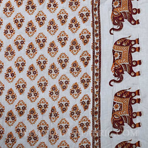 Single Quilt Yellow Elephant Print Super Fine  Golden Print Reversable