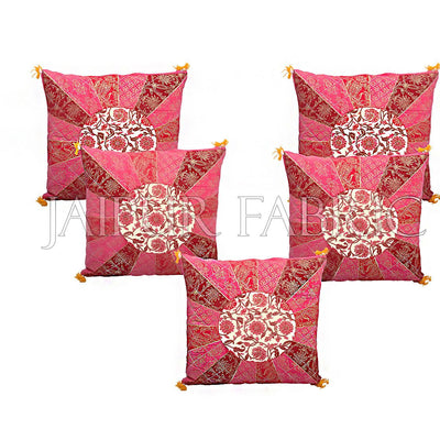 Peach Color Rangoli Print Cotton Cushion Cover