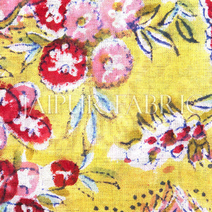 Bice Border Beige Base Floral Print Cotton Scarf