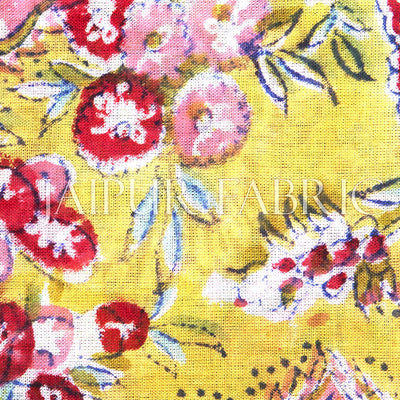 Bice Border Beige Base Floral Print Cotton Scarf