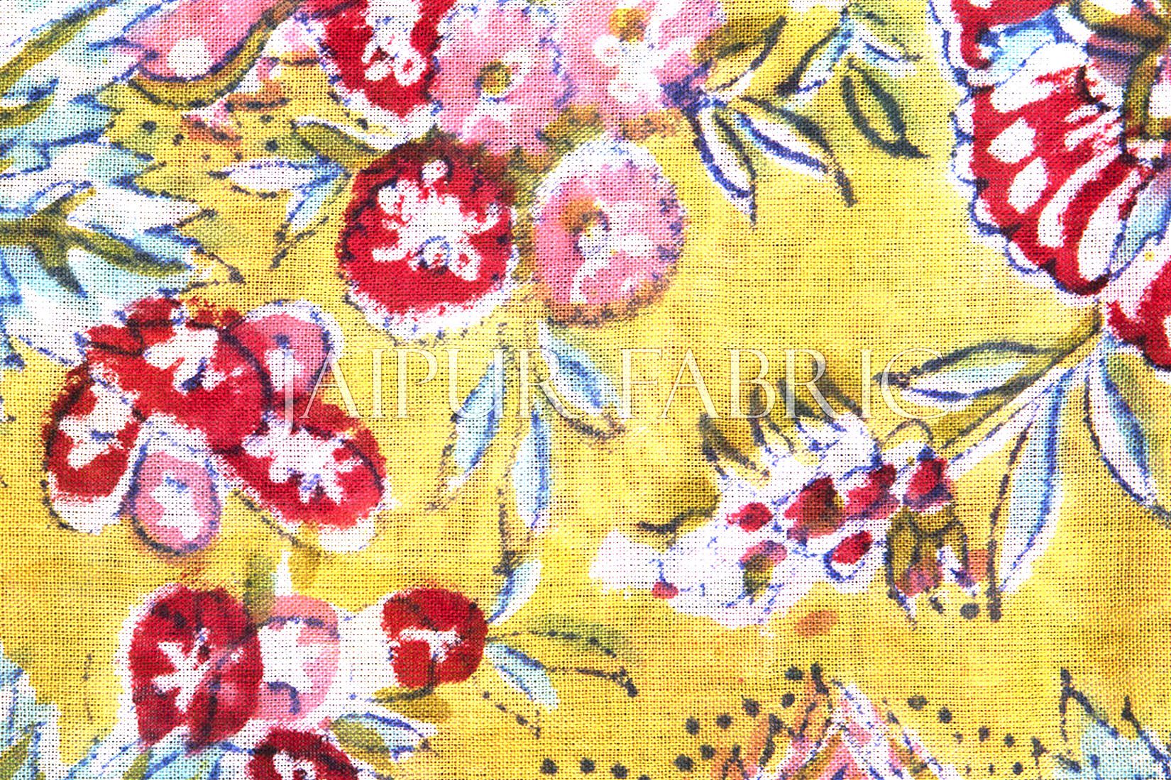 Bice Border Beige Base Floral Print Cotton Scarf