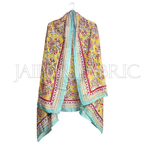 Bice Border Beige Base Floral Print Cotton Scarf