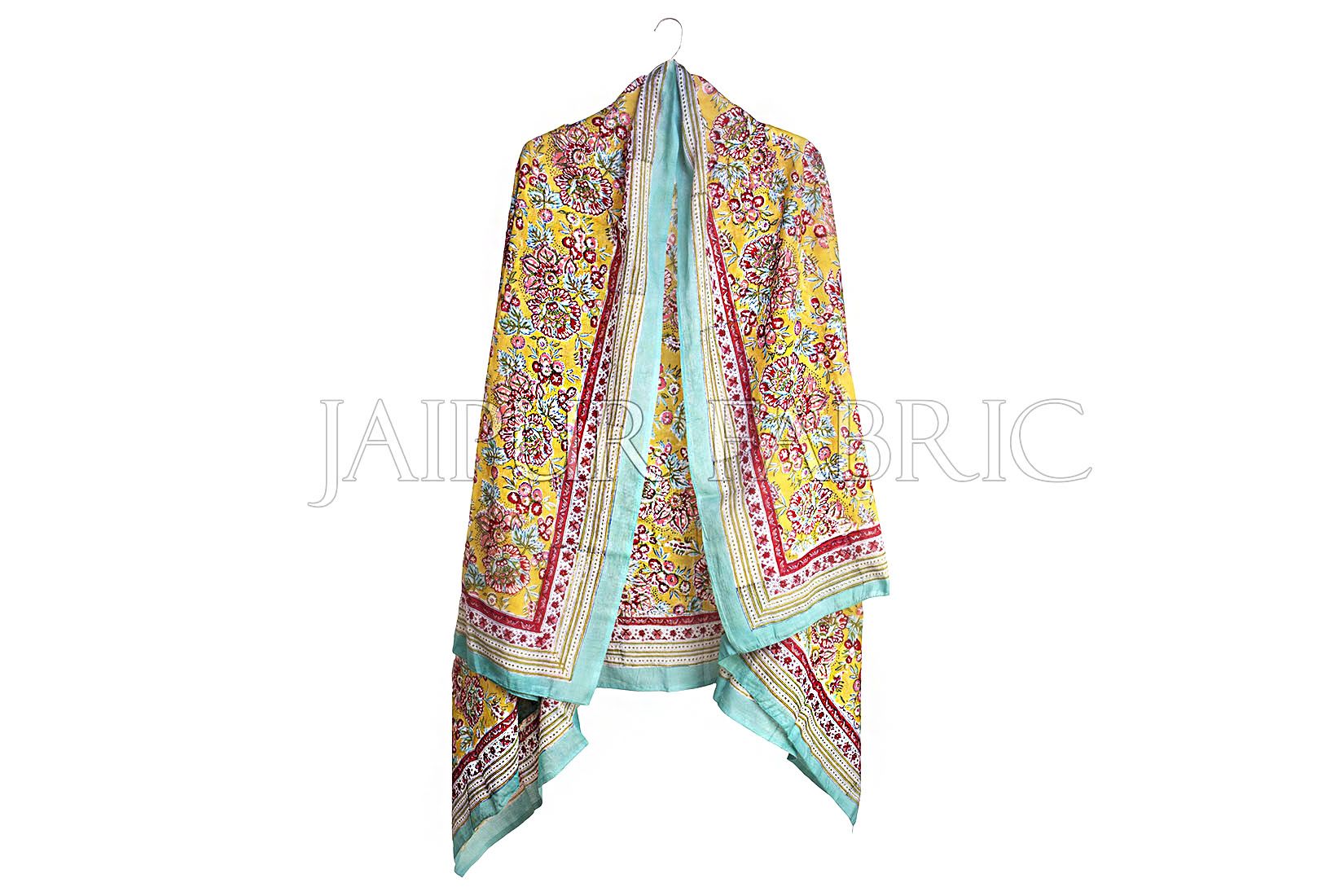 Bice Border Beige Base Floral Print Cotton Scarf