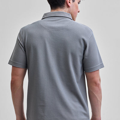 Light Grey Textured Polo T-Shirt