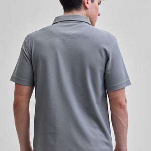 Light Grey Textured Polo T-Shirt