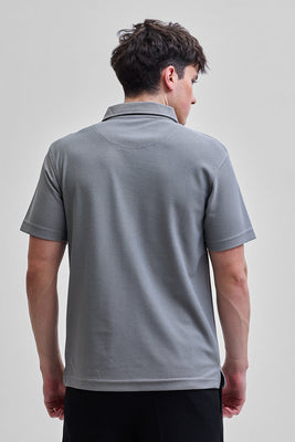 Light Grey Textured Polo T-Shirt