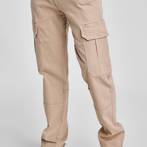 Beige Slim Fit Cargo Jeans