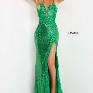 Sequin Fitted Sleeveless Slit Gown by Jovani 1012
