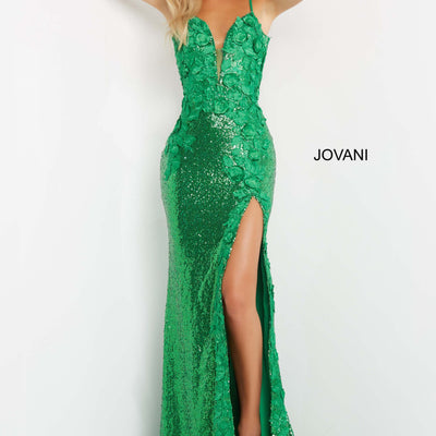Sequin Fitted Sleeveless Slit Gown by Jovani 1012