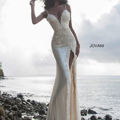 Sequin Fitted Sleeveless Slit Gown by Jovani 1012