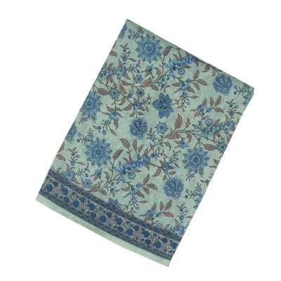 Light Blue Handloom Chanderi Cotton Saree With Printed Floral Vine Motif