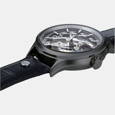 Competence Skeleton Men Automatic Black Dial Analog Leather Watch 101663 40 55 05N
