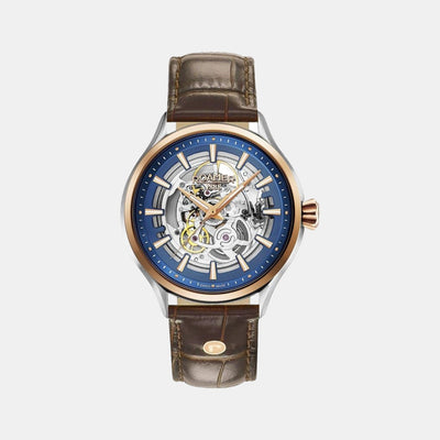 Competence Skeleton Men Automatic Blue Dial Analog Leather Watch 101663 49 45 05N