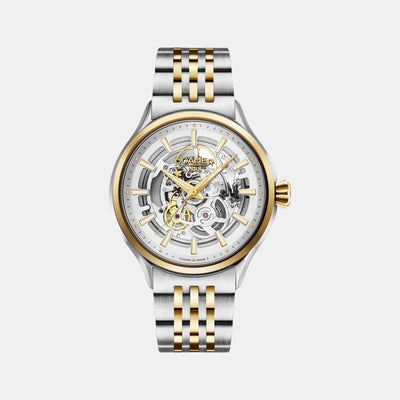 Competence Skeleton Men Automatic White Dial Analog Stainless Steel Watch 101663 47 15 10N