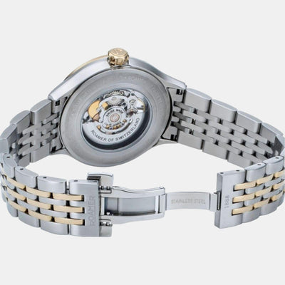 Competence Skeleton Men Automatic White Dial Analog Stainless Steel Watch 101663 47 15 10N