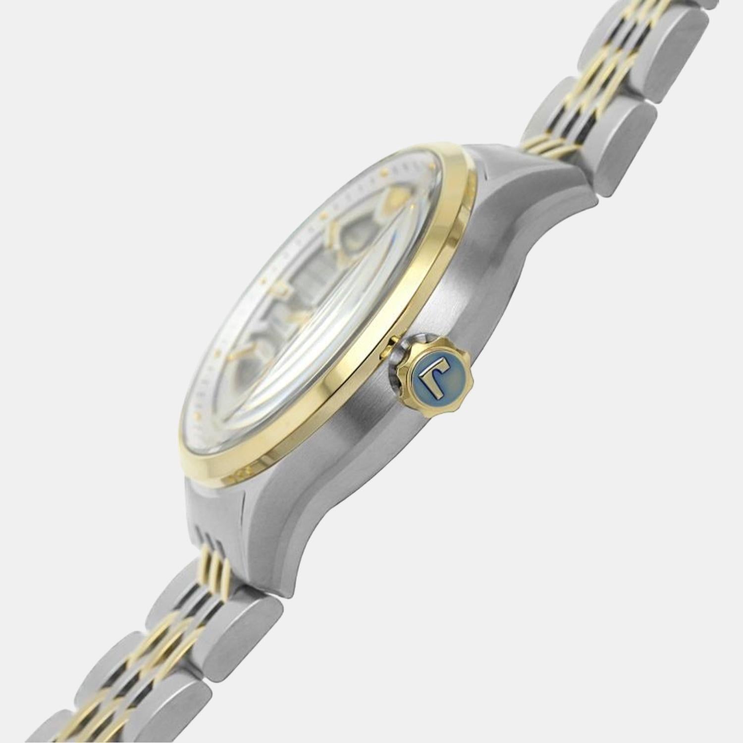 Competence Skeleton Men Automatic White Dial Analog Stainless Steel Watch 101663 47 15 10N