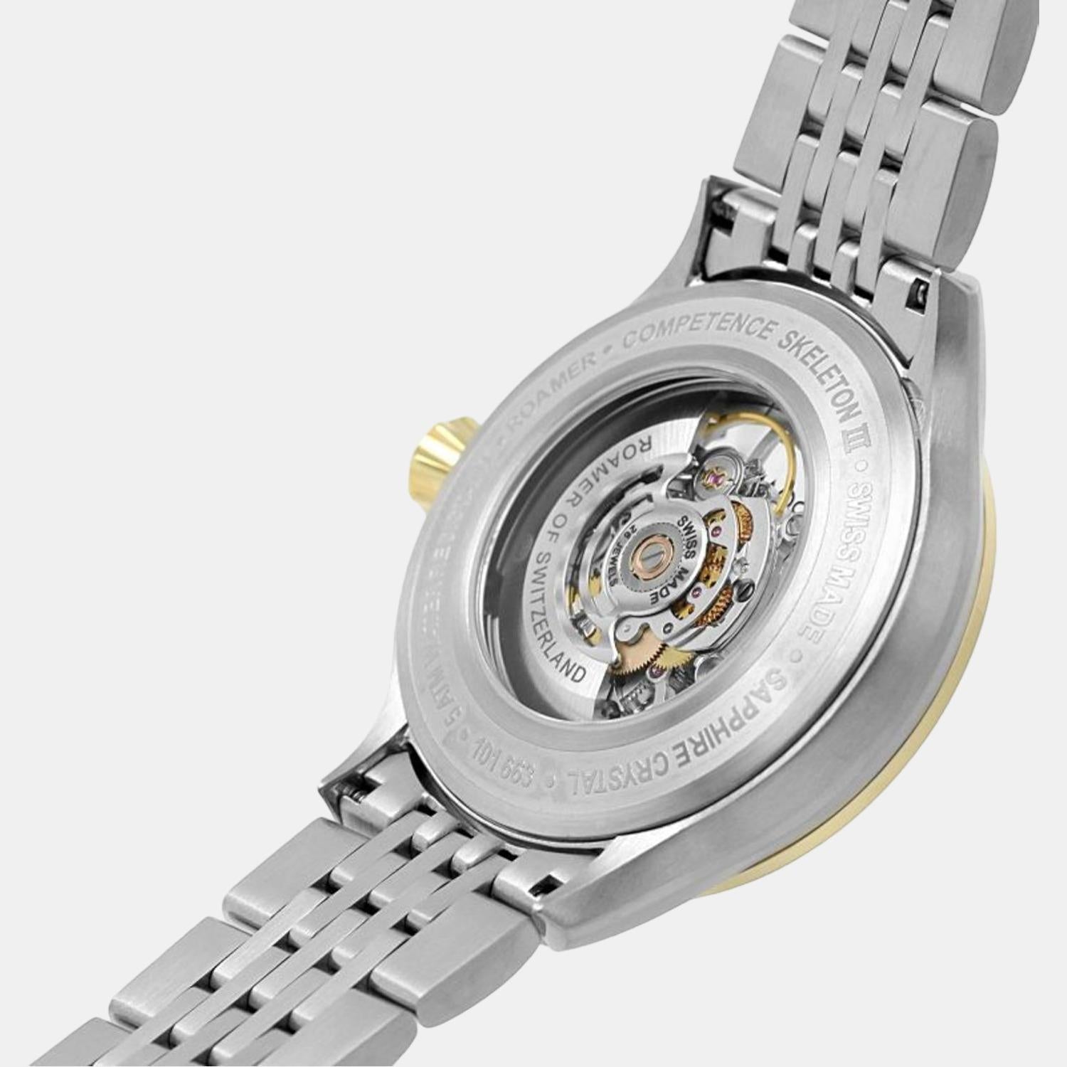 Competence Skeleton Men Automatic White Dial Analog Stainless Steel Watch 101663 47 15 10N