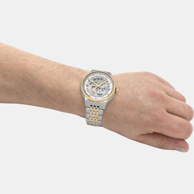 Competence Skeleton Men Automatic White Dial Analog Stainless Steel Watch 101663 47 15 10N
